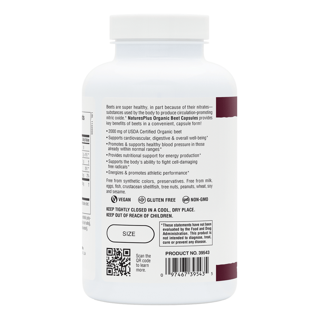 Cápsulas de remolacha orgánica
180 unidades