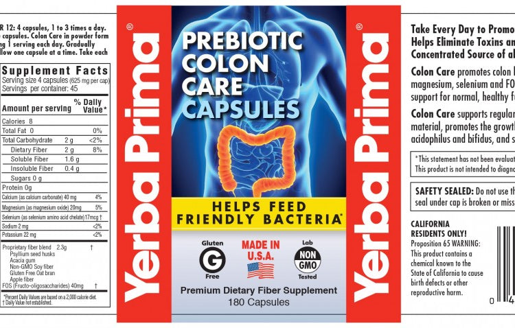 Cápsulas prebióticas para el cuidado del colon