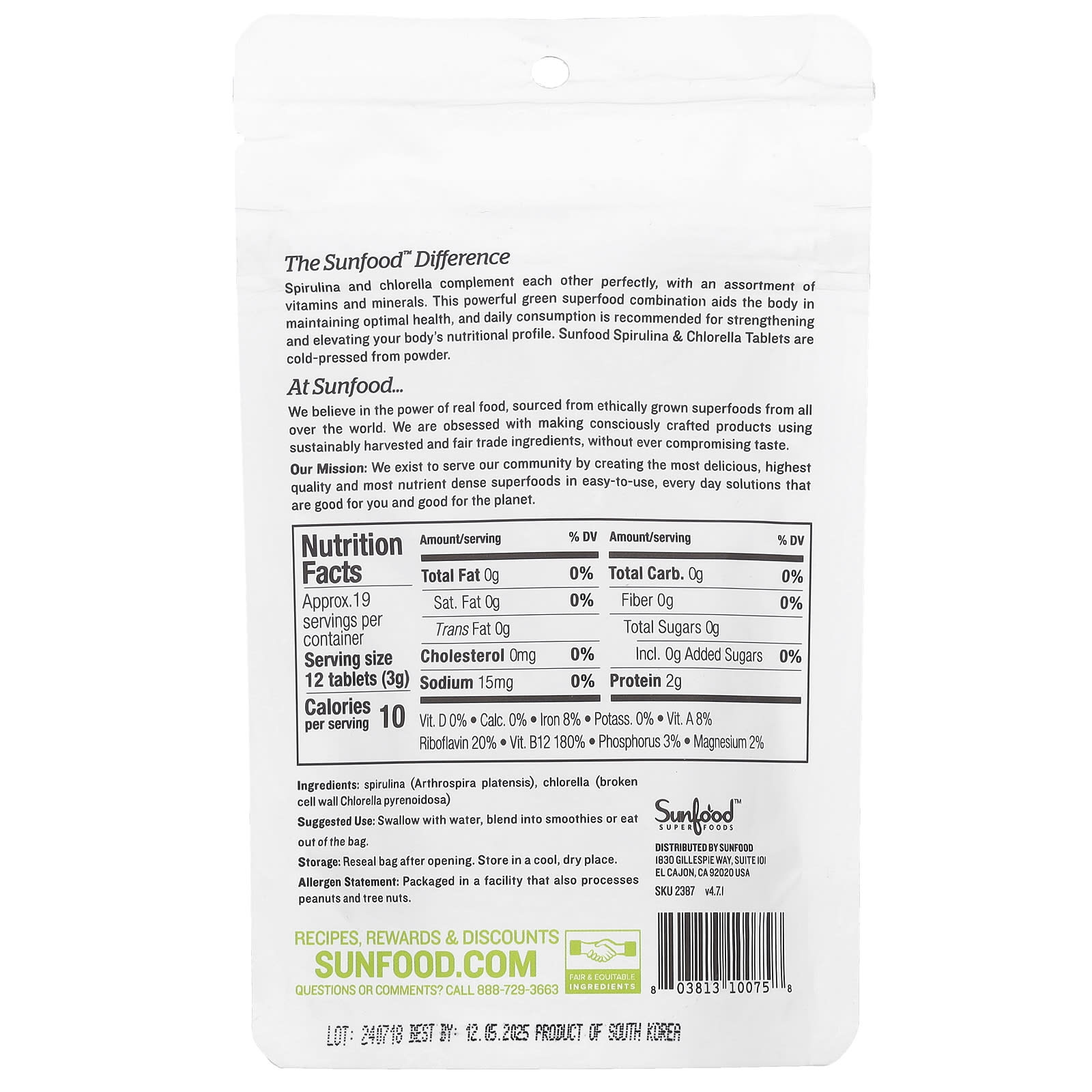 Espirulina y Chlorella Tabletas
