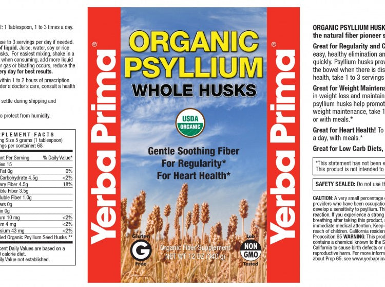 psyllium orgánico
Cáscaras enteras de psyllium orgánico