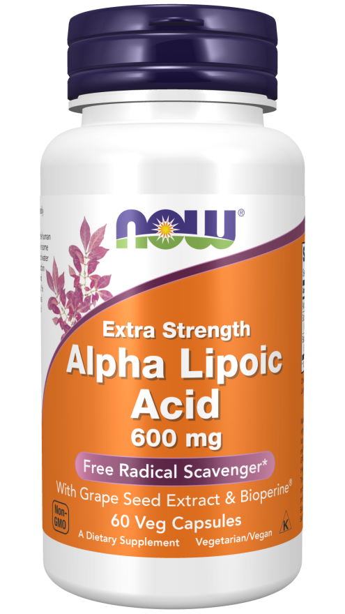 Cápsulas vegetales de ácido alfa lipoico extra fuerte de 600 mg