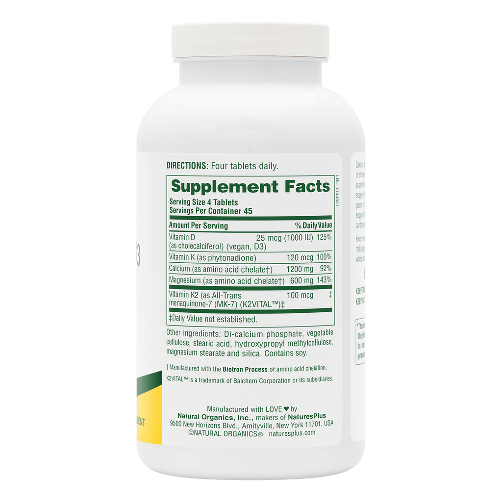 Comprimidos de calcio, magnesio y vitamina D3 con vitamina K2 (180 unidades)