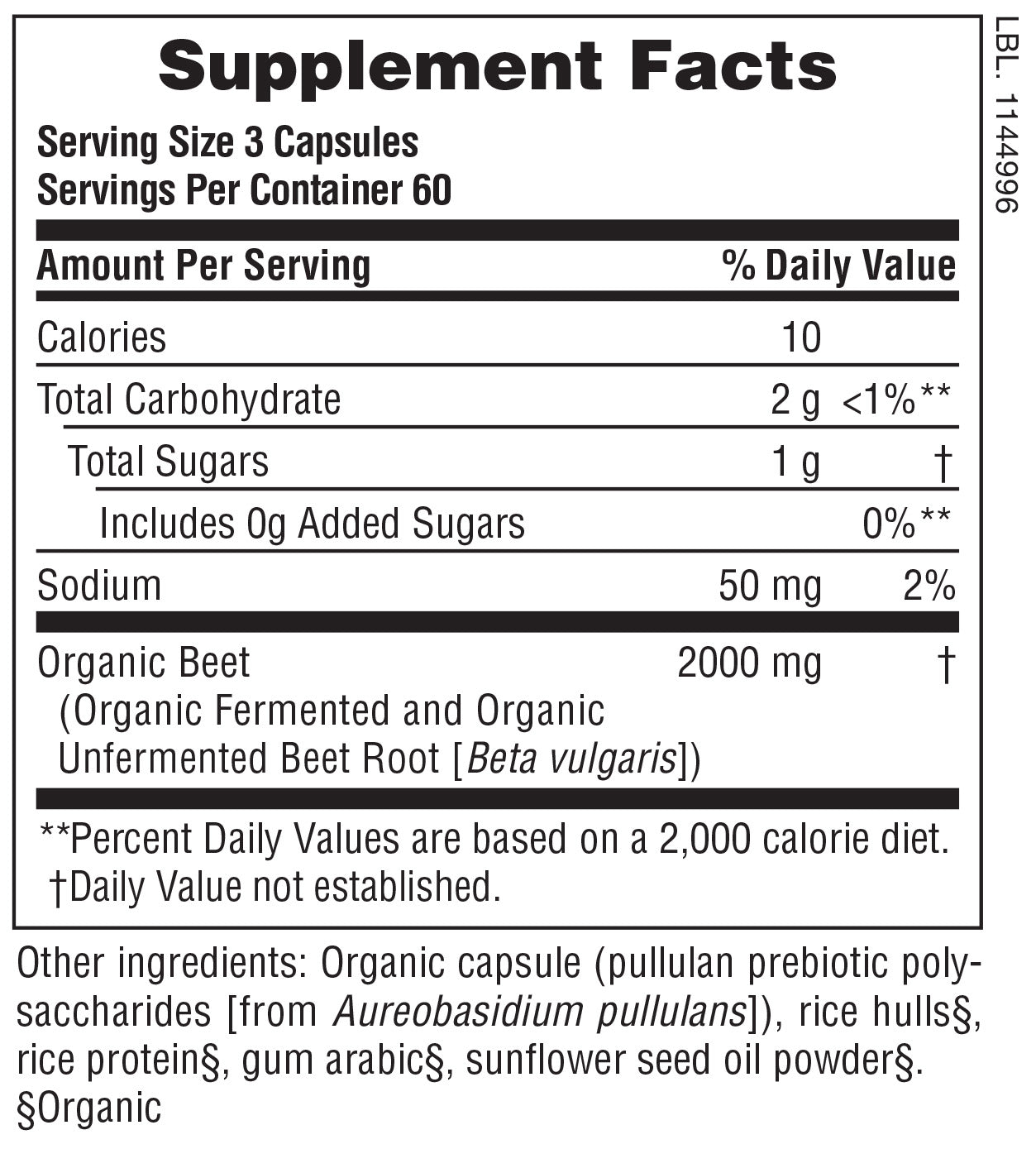 Cápsulas de remolacha orgánica
180 unidades