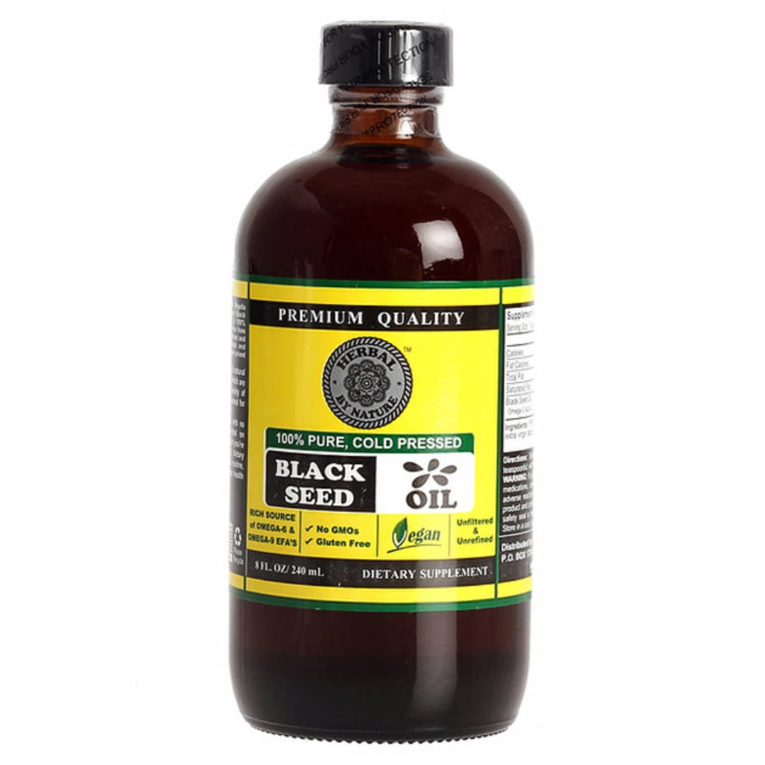 Aceite de semilla negra 8 oz - 100% puro, prensado en frío, comino sin refinar Nigella Sativa HBN