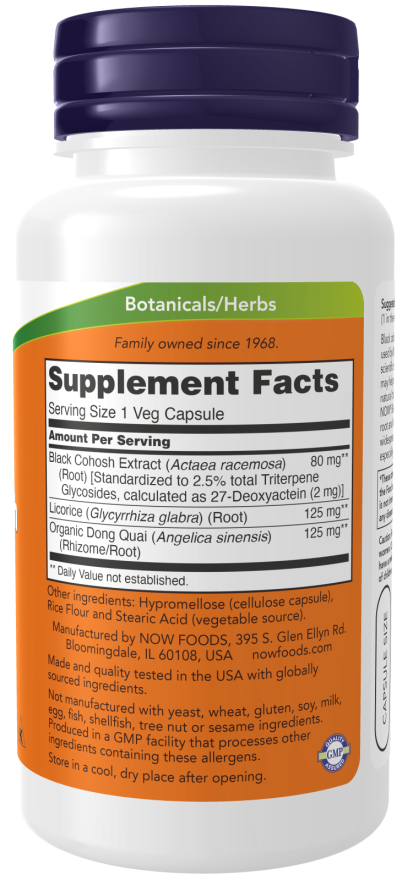 Cápsulas vegetales de raíz de cimicífuga negra de 80 mg