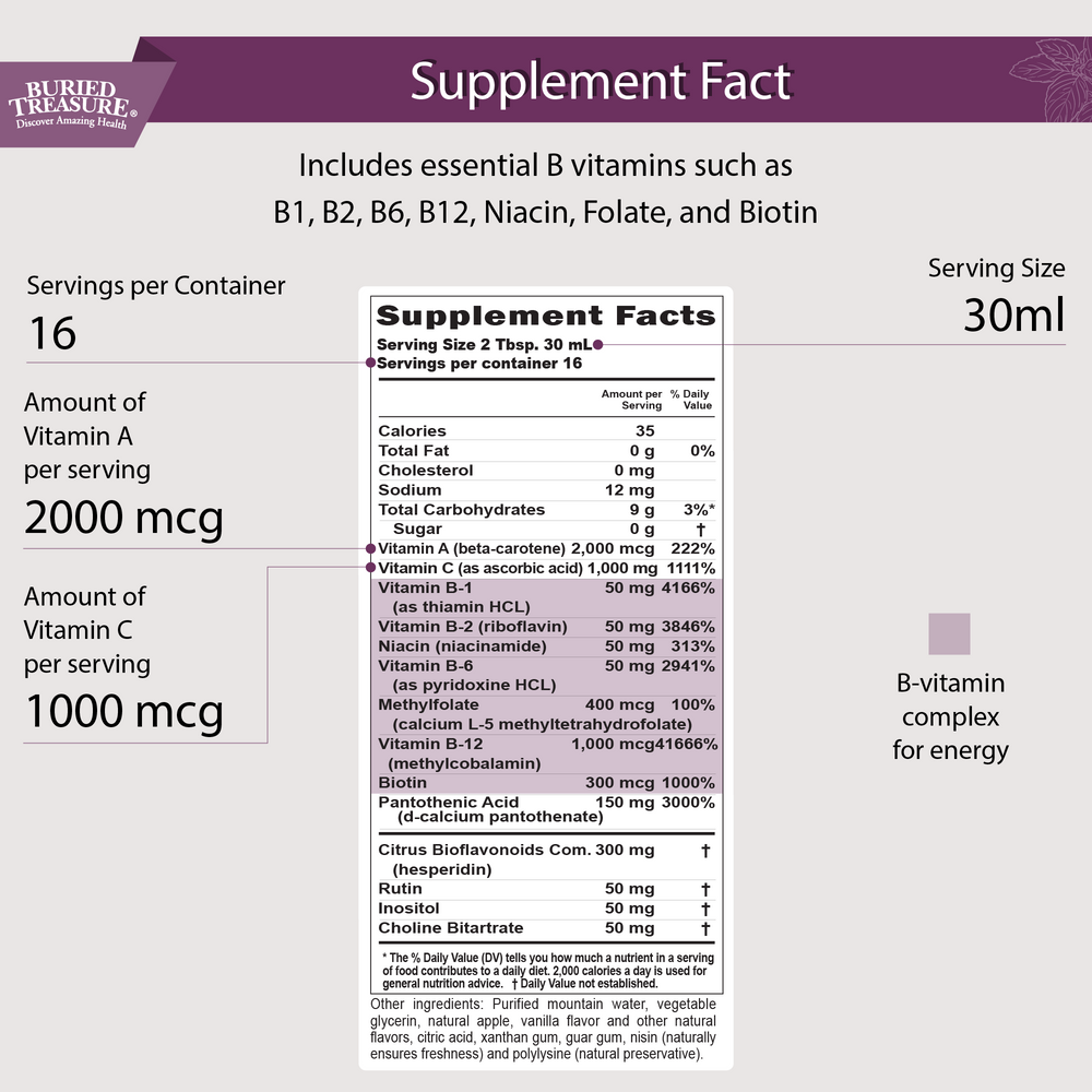 Complejo B: suplemento diario completo de vitamina B, 16 onzas líquidas