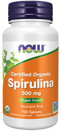 Espirulina orgánica, comprimidos de 500 mg