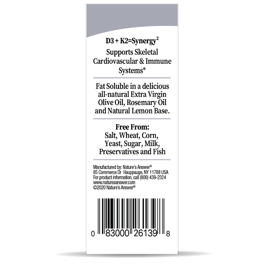 Vitamina D3 y K2 líquida 0.5 oz