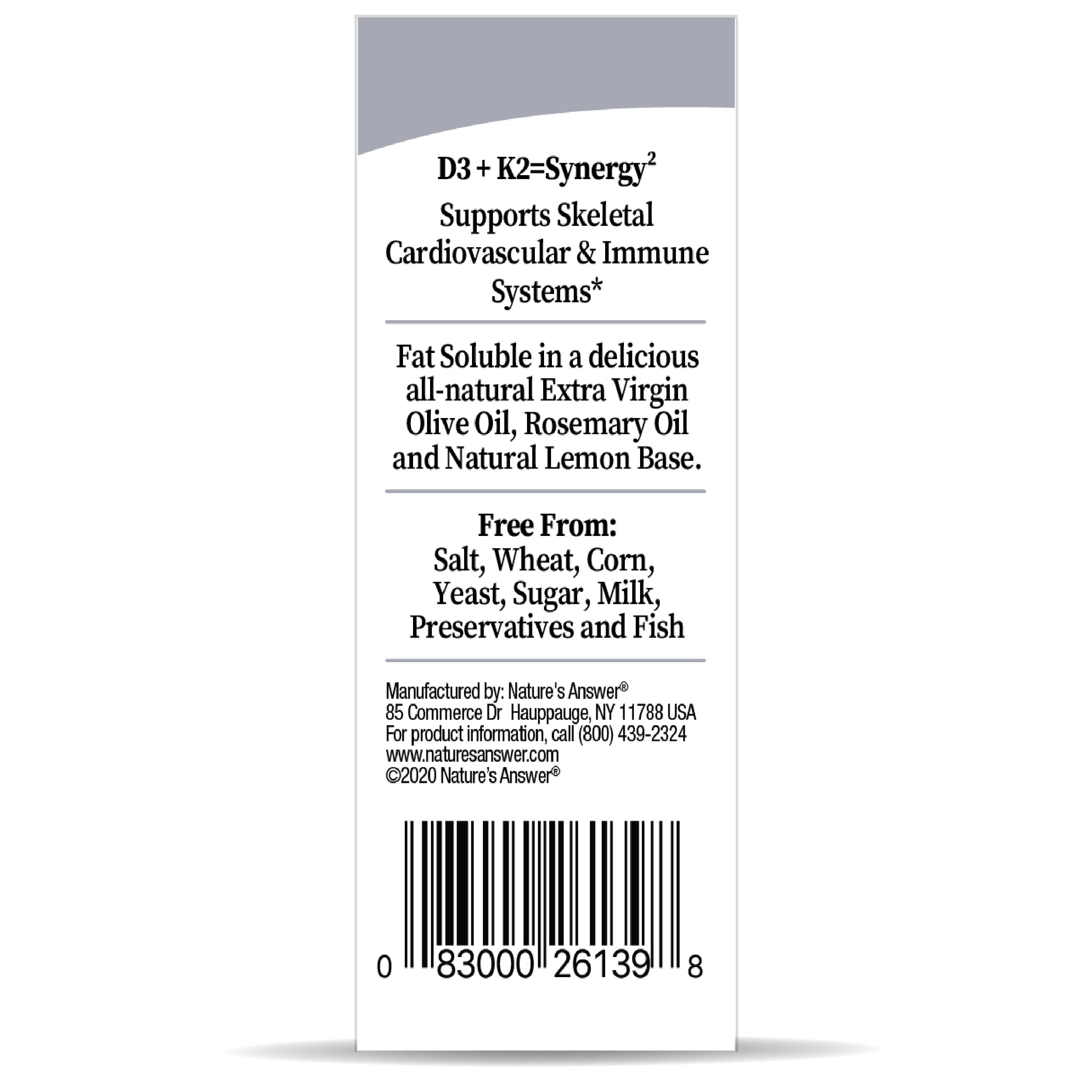 Vitamina D3 y K2 líquida 0.5 oz