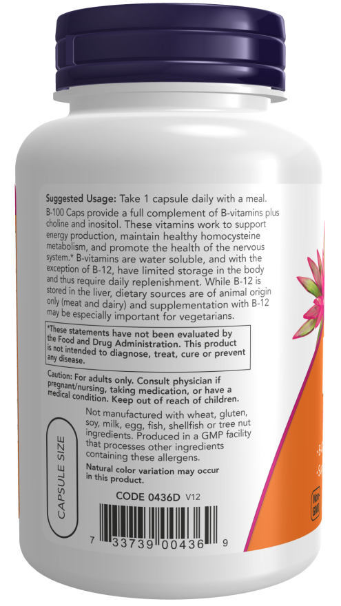 Cápsulas vegetales de vitamina B-100 (250 Cápsulas)