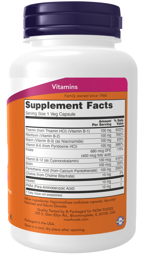 Cápsulas vegetales de vitamina B-100 (250 Cápsulas)