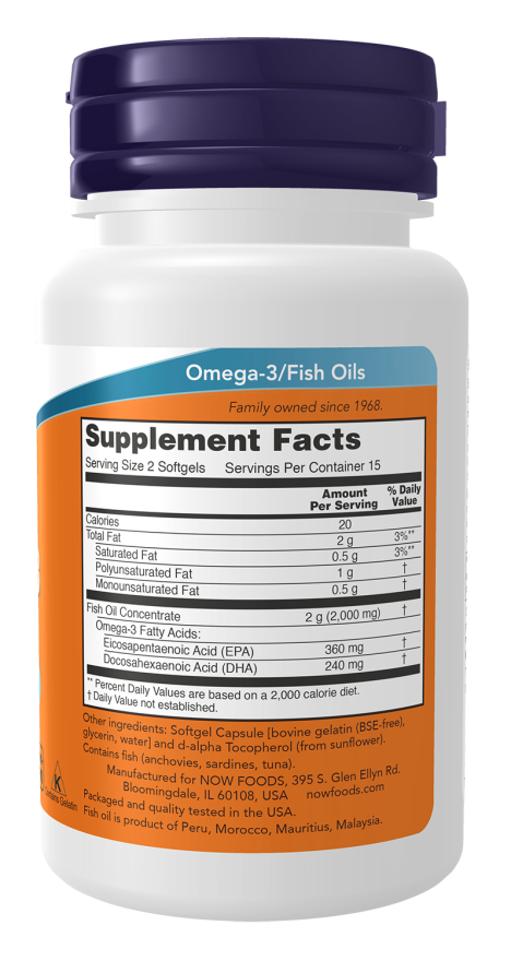 Aceite de pescado omega-3, cápsulas blandas destiladas molecularmente