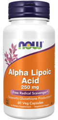 Cápsulas vegetales de ácido alfa lipoico de 250 mg